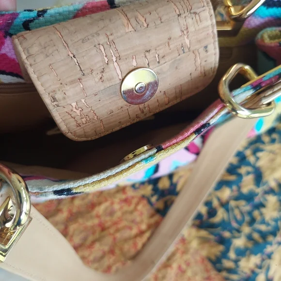 Stuart Weitzman Colorful Patterned Canvas Shoulder Bag Multi-Color - Picture 7 of 9